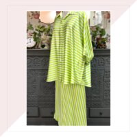 Lime Green And White Stripes Co-Ord Set