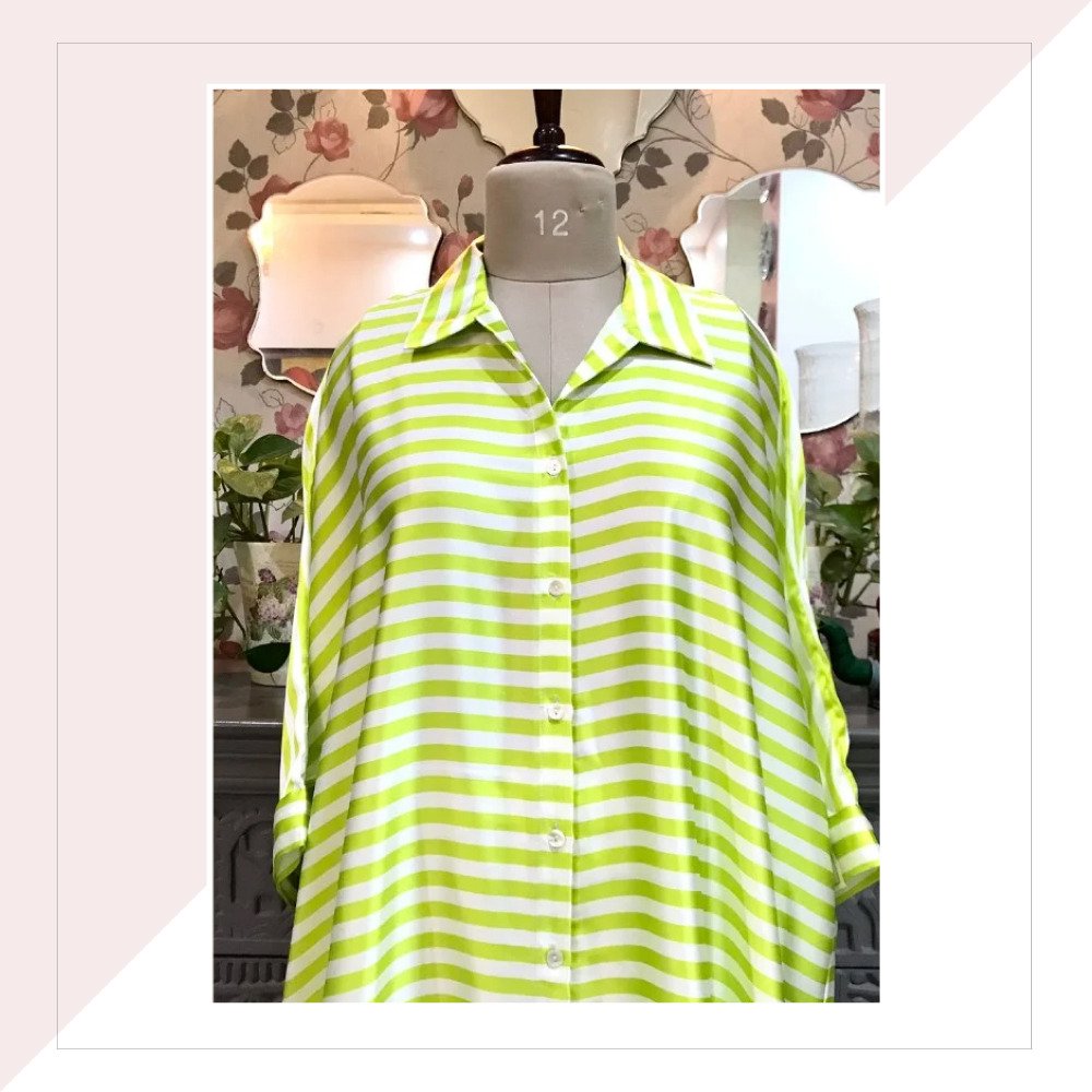 Lime Green And White Stripes Co-Ord Set