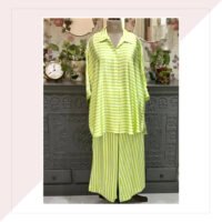 Lime Green And White Stripes Co-Ord Set