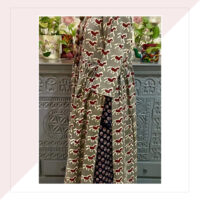 Red And Taupe Block Printed Kurta And Pallazo