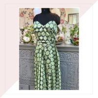 Pista Green And Black Printed Modal Silk Co-Ord Set