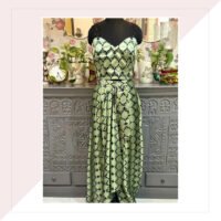 Pista Green And Black Printed Modal Silk Co-Ord Set