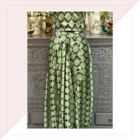 Pista Green And Black Printed Modal Silk Co-Ord Set