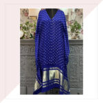 Blue Modal Satin Bandhini Kaftan Dress