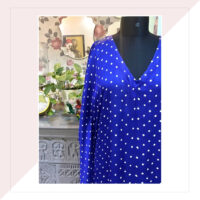 Blue Modal Satin Bandhini Kaftan Dress