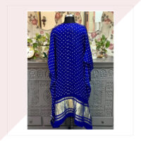 Blue Modal Satin Bandhini Kaftan Dress