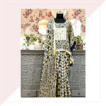 Cream Blue and Mustard Ajrakh Star Print Modal Silk Saree with Kaftan Blouse