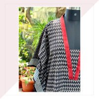 Black and Red Ajrakh Cotton Kaftan Dress