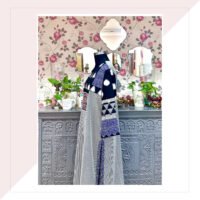 Grey And Indigo Kurta With Ikat Dupatta