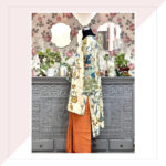 Blue Rrust And Cream Handpainted Kalamkari Silk Co-Ord Set