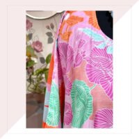 Pink And Green Muslin Silk Co-Ord Set