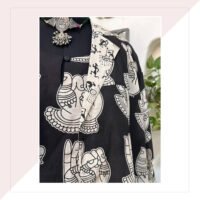 Kalamkari Block Printed Cotton Silk Co-Ord Set With Long Jacket