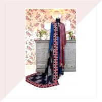 Indigo Ajrakh Print Modal Silk Saree With Long Jacket