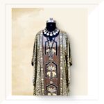 Ajrakh Taupe And Ochre Modal Silk Long Kaftan Dress