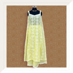 Yellow and white embroidered kurta and palazzo