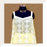 Yellow and white embroidered kurta and palazzo