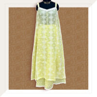 Yellow and white embroidered kurta and palazzo