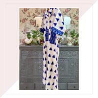 Blue And White Double Ikat Dress With Front Pockets