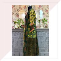 Green Yellow And Indigo Ajrakh Kalidar Dress