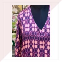 Purple And Wine Retro Print Co-Ord Set In Viscose Modal Satin