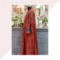 Red And Green Ajrakh Long Dress/Kurta