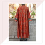 Red And Green Ajrakh Long Dress/Kurta