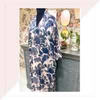 Light Pink And Blue Floral Co-Ord Set In Viscose Modal Satin