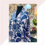 Light Pink And Blue Floral Co-Ord Set In Viscose Modal Satin