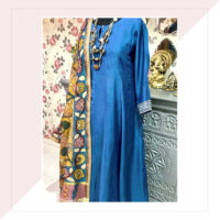 Blue Suit And Mustard Kalamkari Dupatta