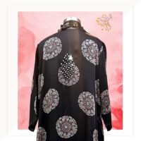 Black Red And Indigo Ajrakh Modal Long Jacket With Inner