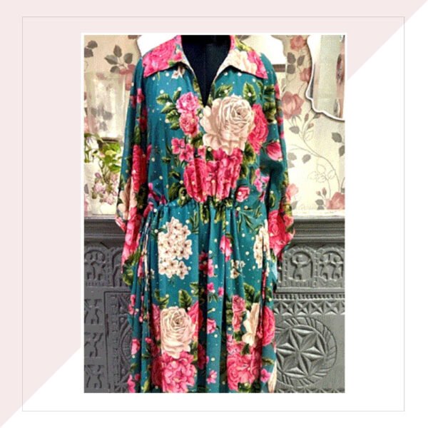 Floral Georgette Kaftan With Sequins