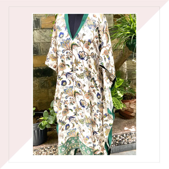 Floral Silk Kaftan Dress