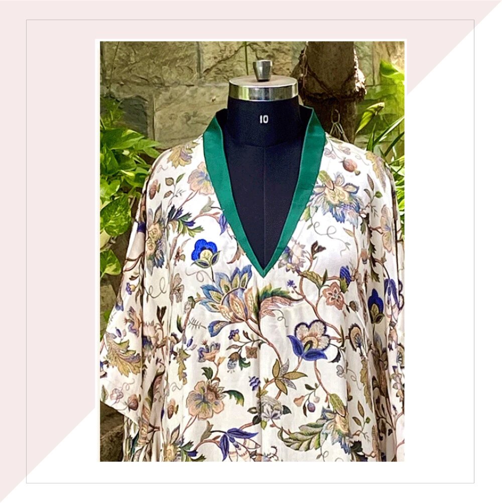 Floral Silk Kaftan Dress