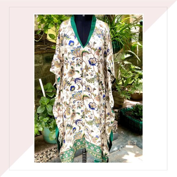 Floral Silk Kaftan Dress