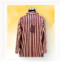 Red And Off White Stripes Ajrakh Modal Long Jacket With Inner