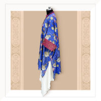 Blue Handpainted Silk Kalamkari Kurta With Pants