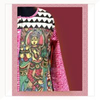 Pink Kurta With Script Print Teamed With Kalamkari Dupatta