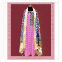 Pink Kurta With Script Print Teamed With Kalamkari Dupatta