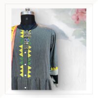 Grey Kurta With Yellow Handpainted Kalamkari Dupatta