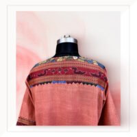 Burnt Peach Khadi Kurta And Pants With Maroon Kotpad Dupatta