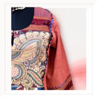 Burnt Peach Khadi Kurta And Pants With Maroon Kotpad Dupatta