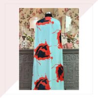 Light Blue and Red Satin Georgette Dress