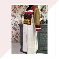 Off WhiteHandloom Jacket With Multicolour Yoke With Inner