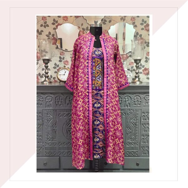 Pink And Purple Pashmina Wool Jacket And Inner