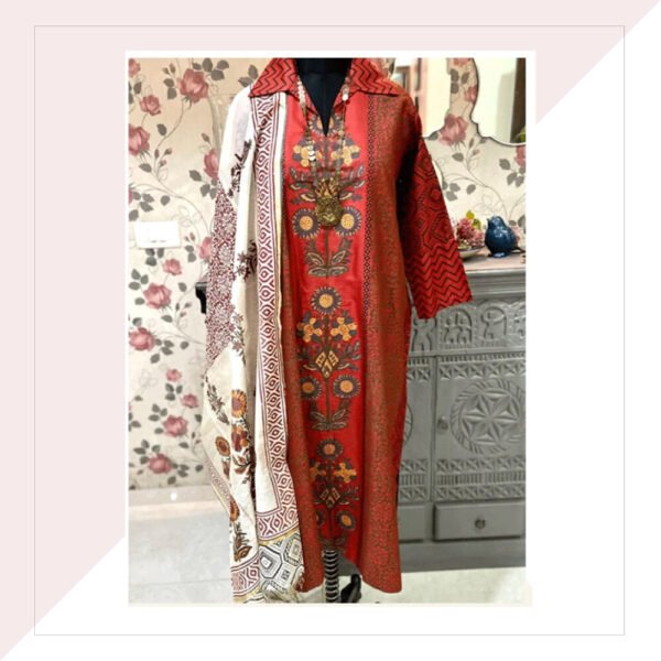 Red Kurta White Dupatta