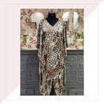 Satin Georgette Animal Print Kaftan Top With Dhoti Pants