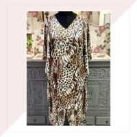 Satin Georgette Animal Print Kaftan Top With Dhoti Pants