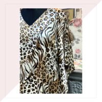 Satin Georgette Animal Print Kaftan Top With Dhoti Pants