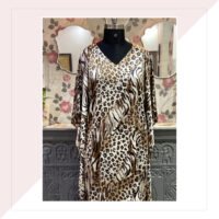 Satin Georgette Animal Print Kaftan Top With Dhoti Pants