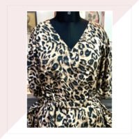 Satin Georgette Animal Print Kaftan Top With Pants